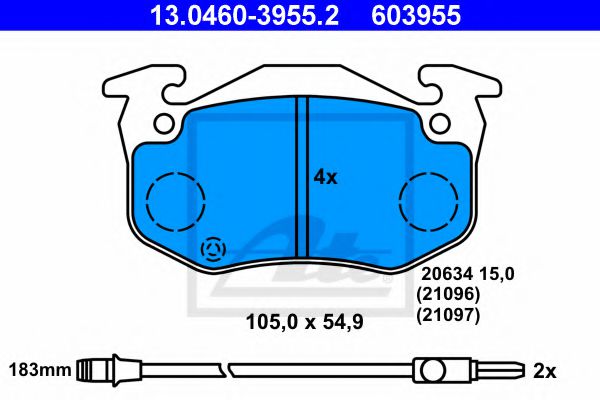ATE 13.0460-3955.2 Тормозные колодки для RENAULT SUPER 5 (Рено Супэр 5) ATE 13.0460-3955.2 Тормозные колодки для RENAULT SUPER 5 (Рено Супэр 5)