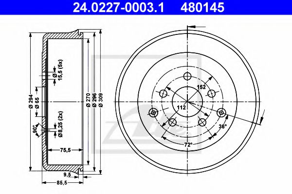ATE 24.0227-0003.1 Тормозной барабан для VOLKSWAGEN T3 CARAVELLE (Фольксваген Т3 cараvэллэ) ATE 24.0227-0003.1 Тормозной барабан для VOLKSWAGEN T3 CARAVELLE (Фольксваген Т3 cараvэллэ)