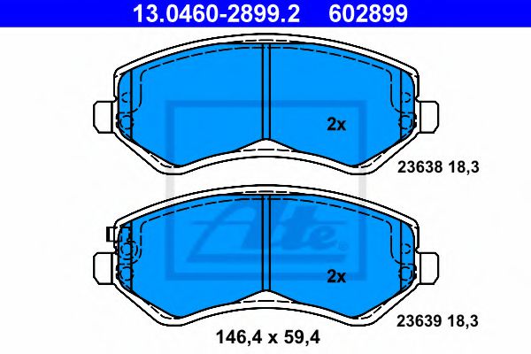 ATE 13.0460-2899.2 Тормозные колодки для CHRYSLER TOWN COUNTRY IV (Крайслер Таун кантри 4) ATE 13.0460-2899.2 Тормозные колодки для CHRYSLER TOWN COUNTRY IV (Крайслер Таун кантри 4)