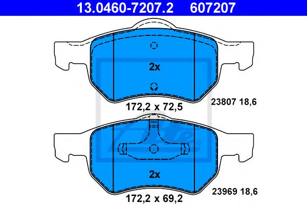 ATE 13.0460-7207.2 Тормозные колодки для CHRYSLER TOWN COUNTRY IV (Крайслер Таун кантри 4) ATE 13.0460-7207.2 Тормозные колодки для CHRYSLER TOWN COUNTRY IV (Крайслер Таун кантри 4)
