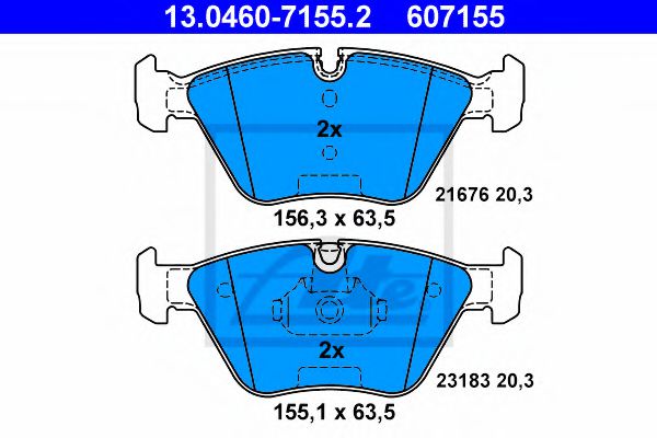 ATE 13.0460-7155.2 Тормозные колодки для BMW (Бмв) ATE 13.0460-7155.2 Тормозные колодки для BMW (Бмв)