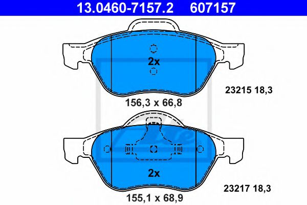 ATE 13.0460-7157.2 Тормозные колодки для RENAULT LAGUNA II (Рено Лагуна 2) ATE 13.0460-7157.2 Тормозные колодки для RENAULT LAGUNA II (Рено Лагуна 2)