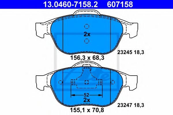ATE 13.0460-7158.2 Тормозные колодки для RENAULT LAGUNA II (Рено Лагуна 2) ATE 13.0460-7158.2 Тормозные колодки для RENAULT LAGUNA II (Рено Лагуна 2)