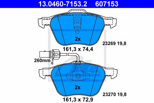 ATE 13.0460-7153.2 Тормозные колодки для VOLKSWAGEN T4 MULTIVAN (Фольксваген Т4 мултиvан) ATE 13.0460-7153.2 Тормозные колодки для VOLKSWAGEN T4 MULTIVAN (Фольксваген Т4 мултиvан)