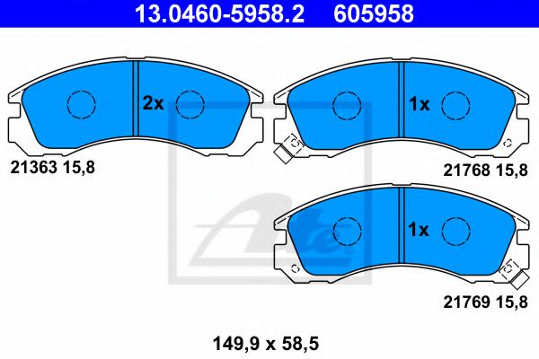 ATE 13.0460-5958.2 Тормозные колодки для MITSUBISHI COLT/RODEO (Митсубиши/митсубиси Cолт/родэо) ATE 13.0460-5958.2 Тормозные колодки для MITSUBISHI COLT/RODEO (Митсубиши/митсубиси Cолт/родэо)