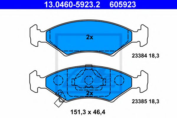 ATE 13.0460-5923.2 Тормозные колодки для KIA MENTOR (Киа Мэнтор) ATE 13.0460-5923.2 Тормозные колодки для KIA MENTOR (Киа Мэнтор)