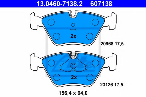 ATE 13.0460-7138.2 Тормозные колодки для JAGUAR VANDEN PLAS (Ягуар Vандэн плас) ATE 13.0460-7138.2 Тормозные колодки для JAGUAR VANDEN PLAS (Ягуар Vандэн плас)