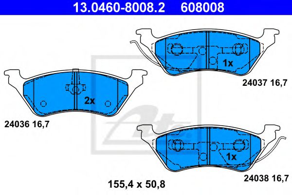 ATE 13.0460-8008.2 Тормозные колодки для CHRYSLER TOWN COUNTRY IV (Крайслер Таун кантри 4) ATE 13.0460-8008.2 Тормозные колодки для CHRYSLER TOWN COUNTRY IV (Крайслер Таун кантри 4)