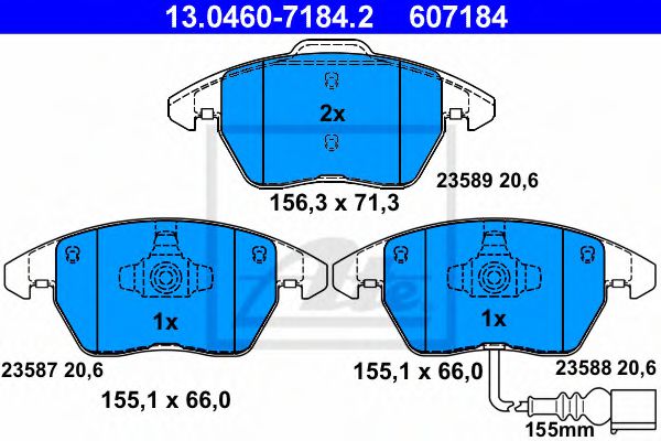 ATE 13.0460-7184.2 Тормозные колодки для SEAT ALTEA (Сеат Алтэа) ATE 13.0460-7184.2 Тормозные колодки для SEAT ALTEA (Сеат Алтэа)