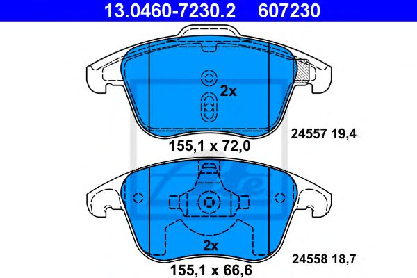 ATE 13.0460-7230.2 Тормозные колодки для CITROËN C4 PICASSO I (CитроËн С4 пикассо 1) ATE 13.0460-7230.2 Тормозные колодки для CITROËN C4 PICASSO I (CитроËн С4 пикассо 1)