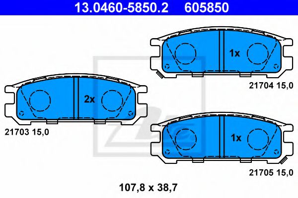 ATE 13.0460-5850.2 Тормозные колодки для SUBARU LEGACY OUTBACK (Субару Легаси аутбэк) ATE 13.0460-5850.2 Тормозные колодки для SUBARU LEGACY OUTBACK (Субару Легаси аутбэк)