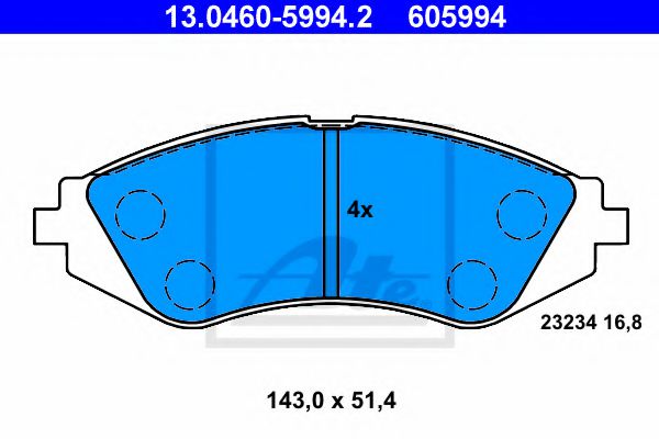 ATE 13.0460-5994.2 Тормозные колодки для DAEWOO (Дэу) ATE 13.0460-5994.2 Тормозные колодки для DAEWOO (Дэу)