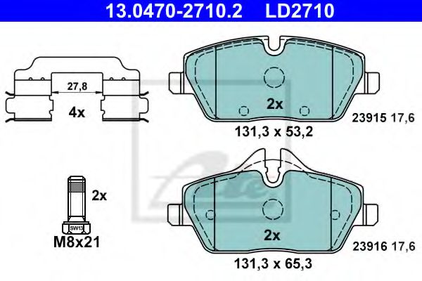 ATE 13.0470-2710.2 Тормозные колодки для MINI MINI CLUBVAN (Мини Мини cлубvан) ATE 13.0470-2710.2 Тормозные колодки для MINI MINI CLUBVAN (Мини Мини cлубvан)