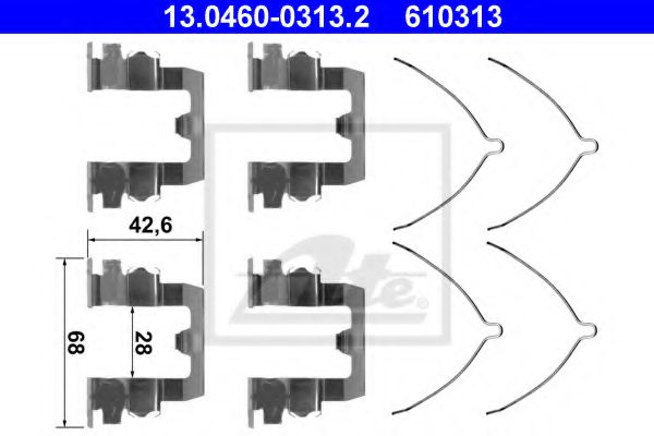 ATE 13.0460-0313.2 Комплектующие, колодки дискового тормоза для MAZDA 626 III (Мазда 626 3) ATE 13.0460-0313.2 Комплектующие, колодки дискового тормоза для MAZDA 626 III (Мазда 626 3)