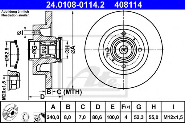 ATE 24.0108-0114.2 Тормозной диск для RENAULT MEGANE II -LET (Рено Меган 2 лет) ATE 24.0108-0114.2 Тормозной диск для RENAULT MEGANE II -LET (Рено Меган 2 лет)