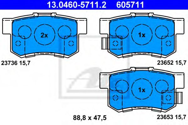 ATE 13.0460-5711.2 Тормозные колодки для HONDA SHUTTLE (Хонда Шуттлэ) ATE 13.0460-5711.2 Тормозные колодки для HONDA SHUTTLE (Хонда Шуттлэ)