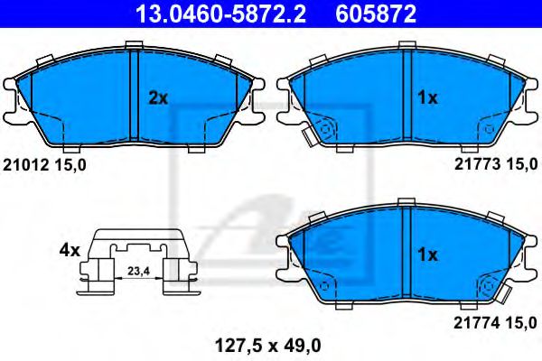 ATE 13.0460-5872.2 Тормозные колодки для HYUNDAI EXCEL II (Хендай Эxcэл 2) ATE 13.0460-5872.2 Тормозные колодки для HYUNDAI EXCEL II (Хендай Эxcэл 2)