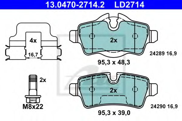 ATE 13.0470-2714.2 Тормозные колодки для MINI MINI CLUBVAN (Мини Мини cлубvан) ATE 13.0470-2714.2 Тормозные колодки для MINI MINI CLUBVAN (Мини Мини cлубvан)