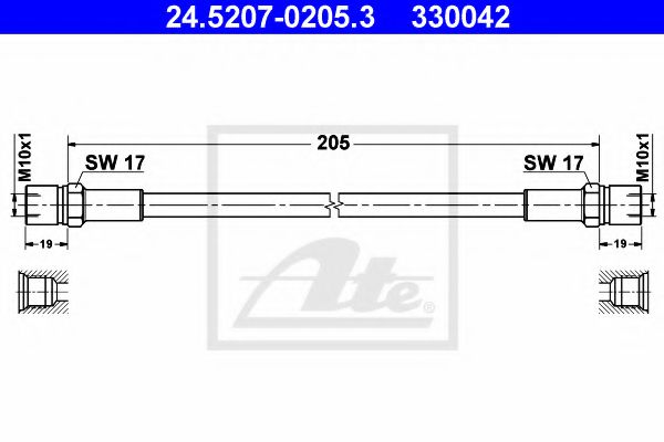ATE 24.5207-0205.3 Тормозной шланг для FIAT 500 (Фиат 500) ATE 24.5207-0205.3 Тормозной шланг для FIAT 500 (Фиат 500)
