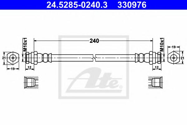 ATE 24.5285-0240.3 Тормозной шланг для KIA MENTOR / SHUMA (Киа Мэнтор / шума) ATE 24.5285-0240.3 Тормозной шланг для KIA MENTOR / SHUMA (Киа Мэнтор / шума)