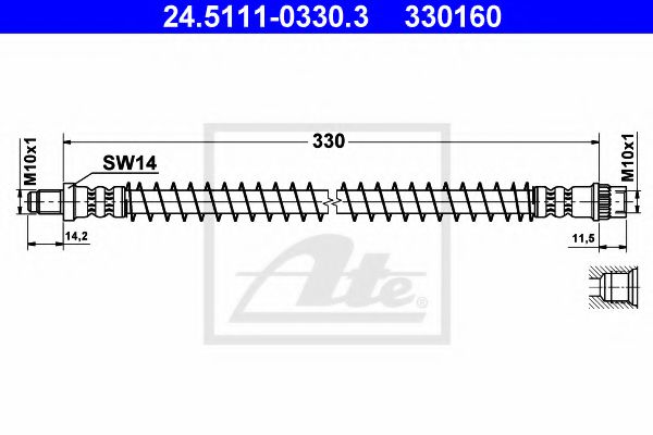 ATE 24.5111-0330.3 Тормозной шланг для PEUGEOT 106 II (Пежо 106 2) ATE 24.5111-0330.3 Тормозной шланг для PEUGEOT 106 II (Пежо 106 2)
