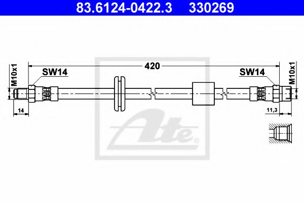 ATE 83.6124-0422.3 Тормозной шланг для BMW 5 (Бмв 5) ATE 83.6124-0422.3 Тормозной шланг для BMW 5 (Бмв 5)