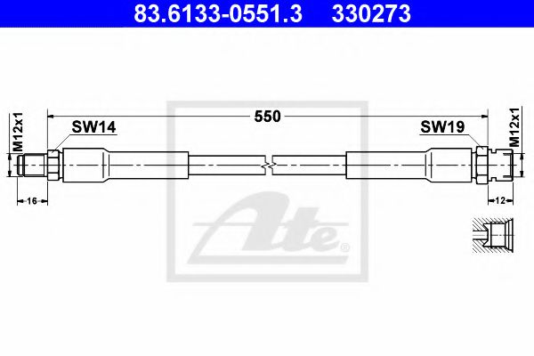 ATE 83.6133-0551.3 Тормозной шланг для MERCEDES-BENZ T2/L (Мэрcэдэс-бэнз Т2/л) ATE 83.6133-0551.3 Тормозной шланг для MERCEDES-BENZ T2/L (Мэрcэдэс-бэнз Т2/л)