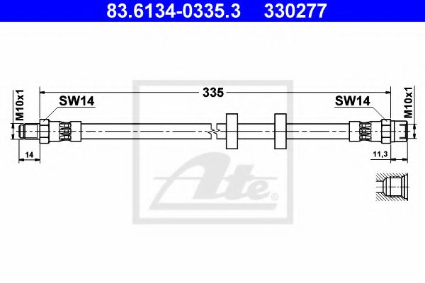 ATE 83.6134-0335.3 Тормозной шланг для VOLVO 850 (Вольво 850) ATE 83.6134-0335.3 Тормозной шланг для VOLVO 850 (Вольво 850)