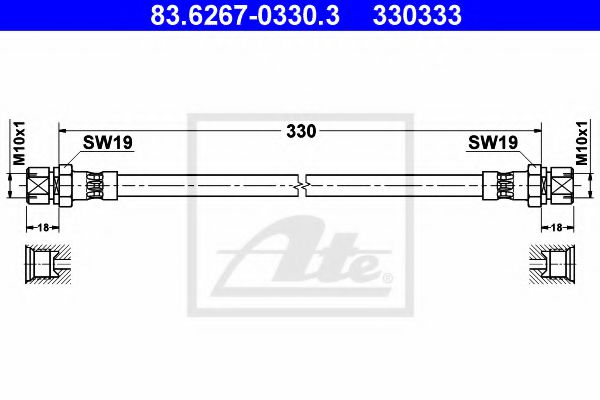 ATE 83.6267-0330.3 Тормозной шланг для OPEL KADETT C (Опель Кадэтт c) ATE 83.6267-0330.3 Тормозной шланг для OPEL KADETT C (Опель Кадэтт c)