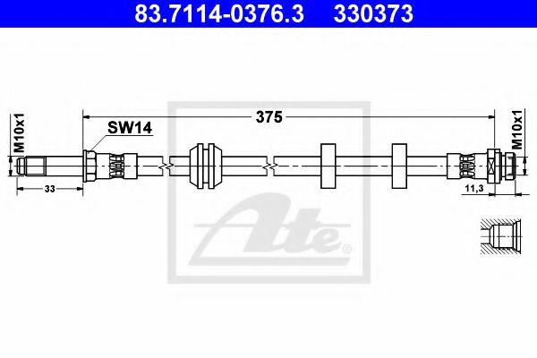 ATE 83.7114-0376.3 Тормозной шланг для FORD MONDEO (Форд Мондэо) ATE 83.7114-0376.3 Тормозной шланг для FORD MONDEO (Форд Мондэо)