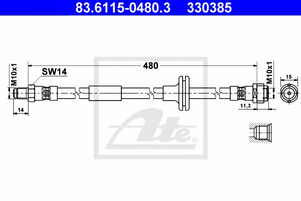ATE 83.6115-0480.3 Тормозной шланг для MERCEDES-BENZ C-CLASS (Мэрcэдэс-бэнз С класс) ATE 83.6115-0480.3 Тормозной шланг для MERCEDES-BENZ C-CLASS (Мэрcэдэс-бэнз С класс)