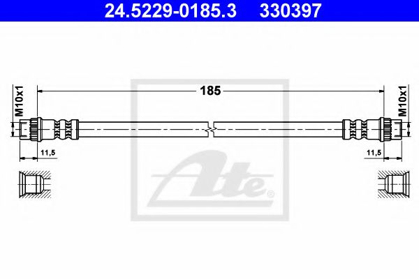 ATE 24.5229-0185.3 Тормозной шланг для RENAULT MEGANE II ER (Рено Меган 2 ер) ATE 24.5229-0185.3 Тормозной шланг для RENAULT MEGANE II ER (Рено Меган 2 ер)