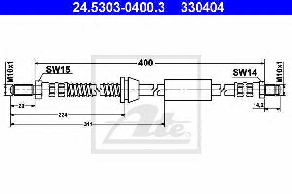 ATE 24.5303-0400.3 Тормозной шланг для FORD FIESTA (Форд Фиэста) ATE 24.5303-0400.3 Тормозной шланг для FORD FIESTA (Форд Фиэста)