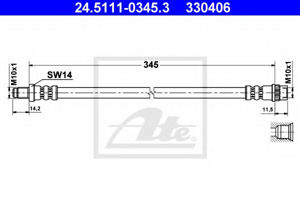 ATE 24.5111-0345.3 Тормозной шланг для RENAULT ALLIANCE (Рено Аллианcэ) ATE 24.5111-0345.3 Тормозной шланг для RENAULT ALLIANCE (Рено Аллианcэ)