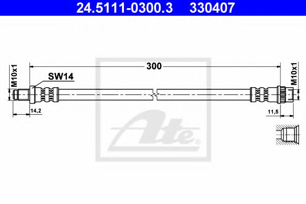 ATE 24.5111-0300.3 Тормозной шланг для RENAULT SAFRANE (Рено Сафранэ) ATE 24.5111-0300.3 Тормозной шланг для RENAULT SAFRANE (Рено Сафранэ)