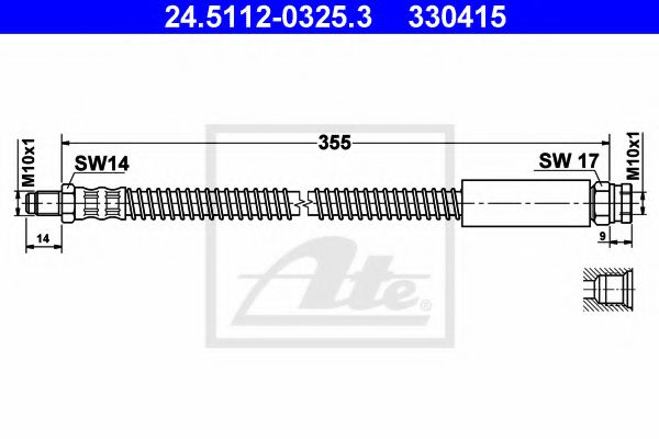 ATE 24.5112-0325.3 Тормозной шланг для PEUGEOT 205 II (Пежо 205 2) ATE 24.5112-0325.3 Тормозной шланг для PEUGEOT 205 II (Пежо 205 2)
