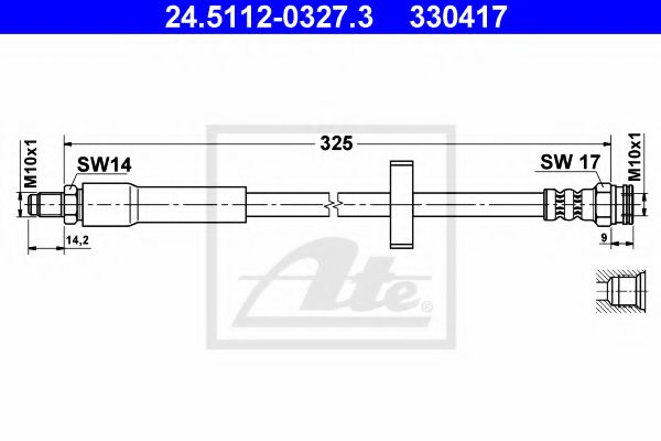 ATE 24.5112-0327.3 Тормозной шланг для PEUGEOT 309 II (Пежо 309 2) ATE 24.5112-0327.3 Тормозной шланг для PEUGEOT 309 II (Пежо 309 2)