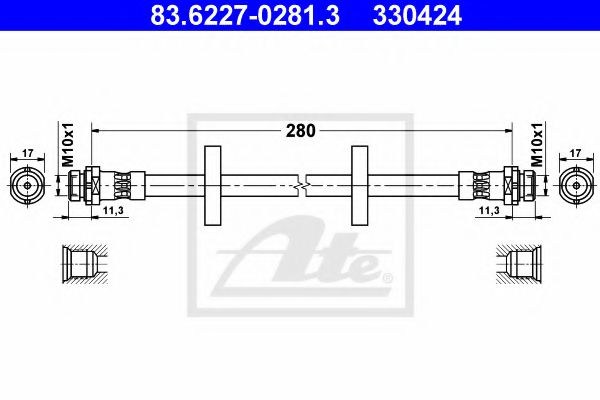 ATE 83.6227-0281.3 Тормозной шланг для FORD MONDEO (Форд Мондэо) ATE 83.6227-0281.3 Тормозной шланг для FORD MONDEO (Форд Мондэо)