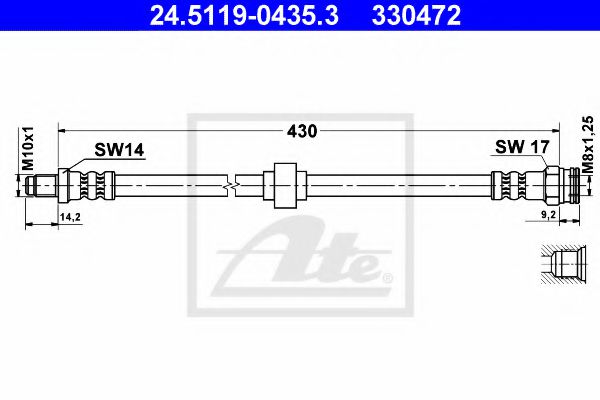 ATE 24.5119-0435.3 Тормозной шланг для CITROëN (Cитроëн) ATE 24.5119-0435.3 Тормозной шланг для CITROëN (Cитроëн)