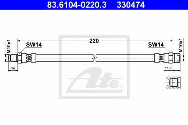 ATE 83.6104-0220.3 Тормозной шланг для DAF (Даф) ATE 83.6104-0220.3 Тормозной шланг для DAF (Даф)