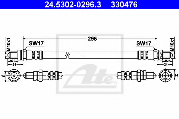 ATE 24.5302-0296.3 Тормозной шланг для FORD (Форд) ATE 24.5302-0296.3 Тормозной шланг для FORD (Форд)