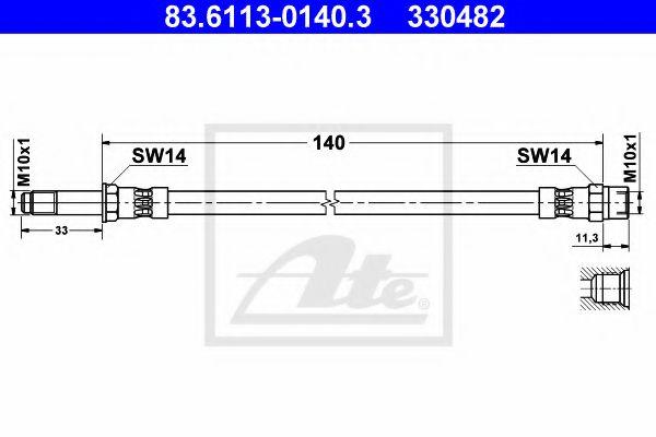 ATE 83.6113-0140.3 Тормозной шланг для SEAT ALHAMBRA (Сеат Альхамбра) ATE 83.6113-0140.3 Тормозной шланг для SEAT ALHAMBRA (Сеат Альхамбра)
