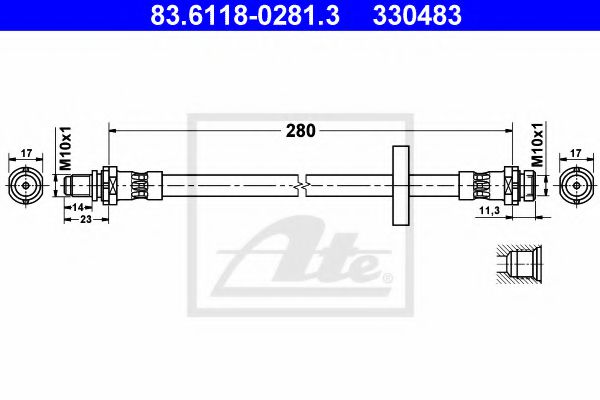 ATE 83.6118-0281.3 Тормозной шланг для FORD MONDEO (Форд Мондэо) ATE 83.6118-0281.3 Тормозной шланг для FORD MONDEO (Форд Мондэо)