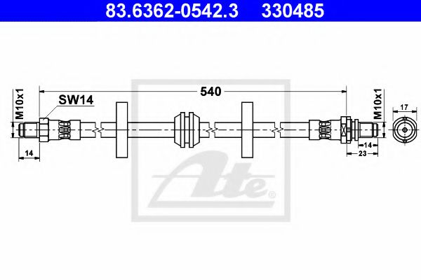ATE 83.6362-0542.3 Тормозной шланг для FORD MONDEO (Форд Мондэо) ATE 83.6362-0542.3 Тормозной шланг для FORD MONDEO (Форд Мондэо)