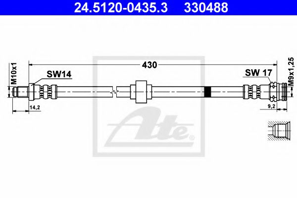 ATE 24.5120-0435.3 Тормозной шланг для CITROëN (Cитроëн) ATE 24.5120-0435.3 Тормозной шланг для CITROëN (Cитроëн)