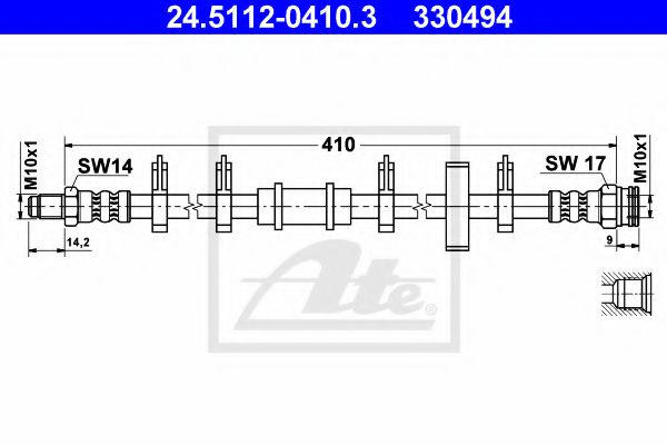 ATE 24.5112-0410.3 Тормозной шланг для FIAT UNO (Фиат Уно) ATE 24.5112-0410.3 Тормозной шланг для FIAT UNO (Фиат Уно)