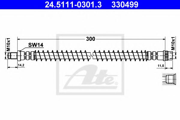 ATE 24.5111-0301.3 Тормозной шланг для CITROËN EVASION (CитроËн Эвазион) ATE 24.5111-0301.3 Тормозной шланг для CITROËN EVASION (CитроËн Эвазион)