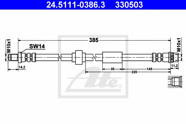 ATE 24.5111-0386.3 Тормозной шланг для NISSAN PRIMASTAR (Ниссан Примастар) ATE 24.5111-0386.3 Тормозной шланг для NISSAN PRIMASTAR (Ниссан Примастар)