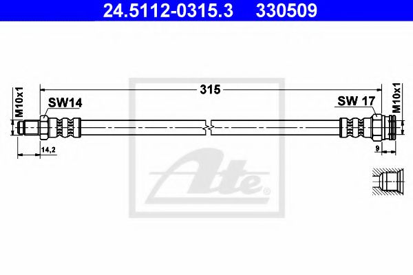 ATE 24.5112-0315.3 Тормозной шланг для CITROËN JUMPER (CитроËн Жумпэр) ATE 24.5112-0315.3 Тормозной шланг для CITROËN JUMPER (CитроËн Жумпэр)