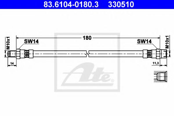 ATE 83.6104-0180.3 Тормозной шланг для AUDI A6 (Ауди А6) ATE 83.6104-0180.3 Тормозной шланг для AUDI A6 (Ауди А6)